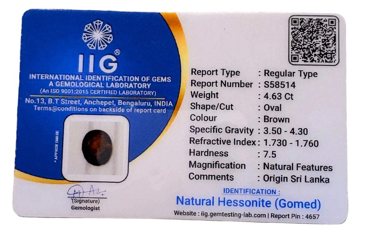 4.63 Carat Certified Natural Sri Lankan Gomed