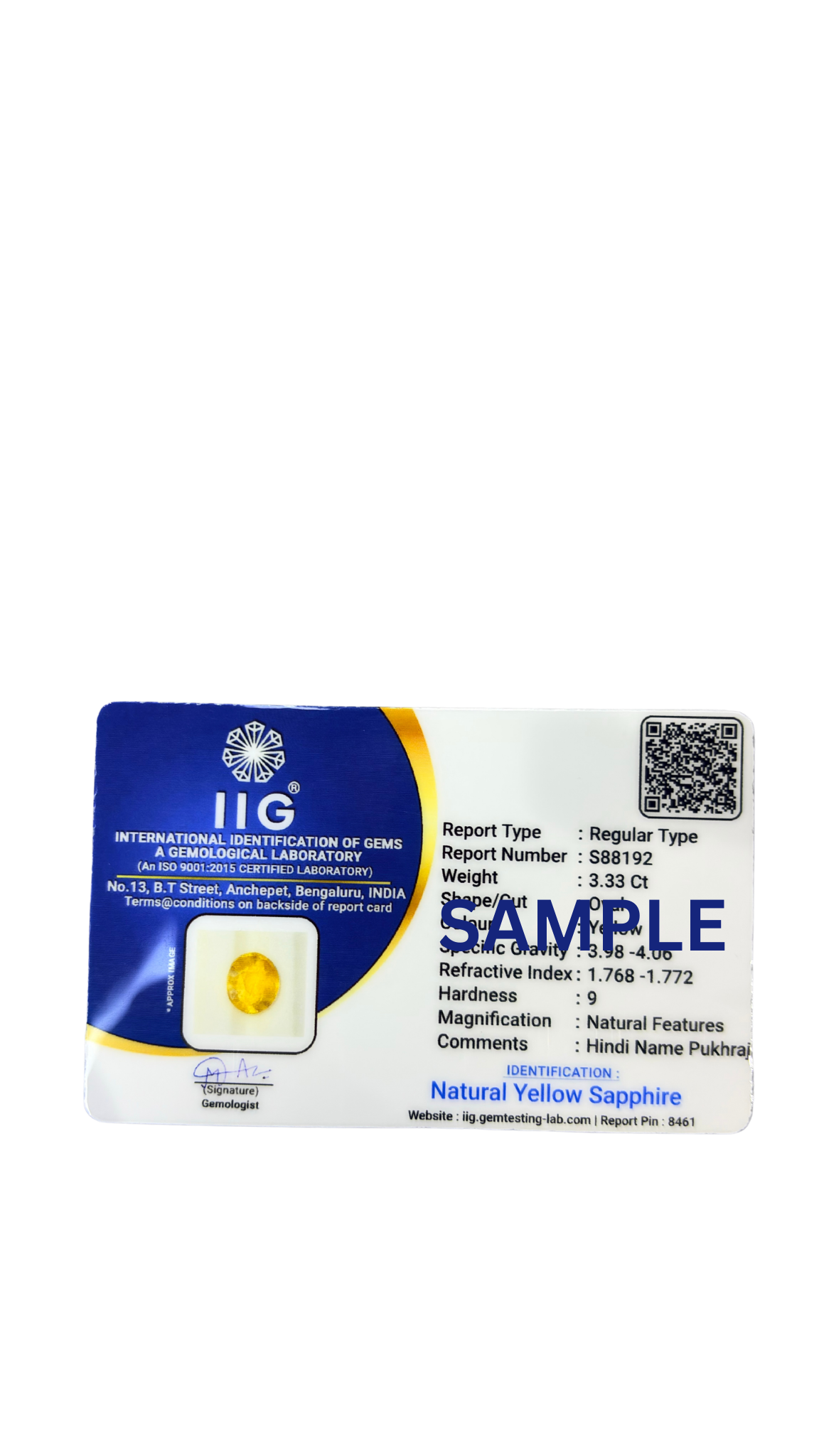 4.110 Carat Certified Natural Yellow Sapphire