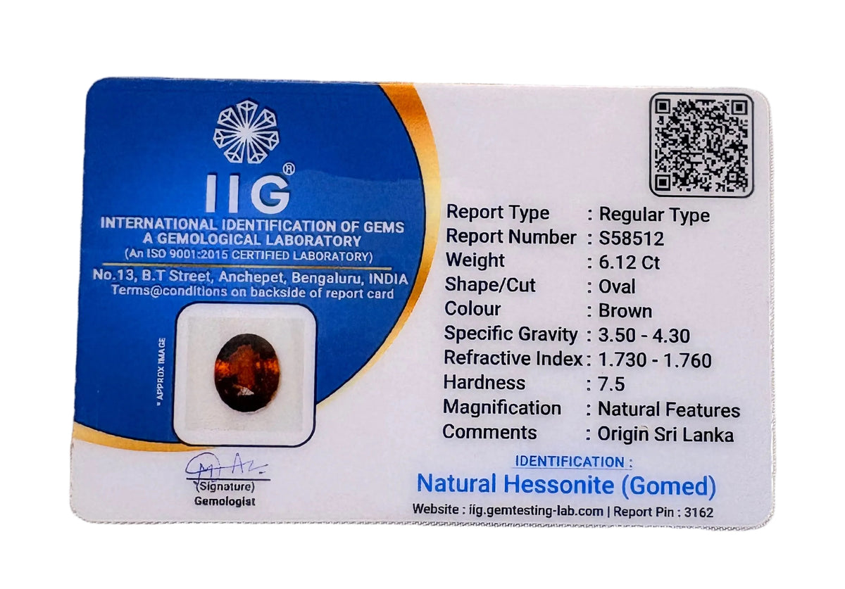 6.12 carat Certified Natural Sri Lankan Gomed