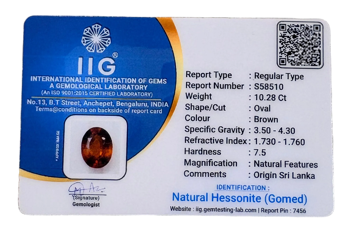 10.28 carat Certified Natural Sri Lankan Gomed