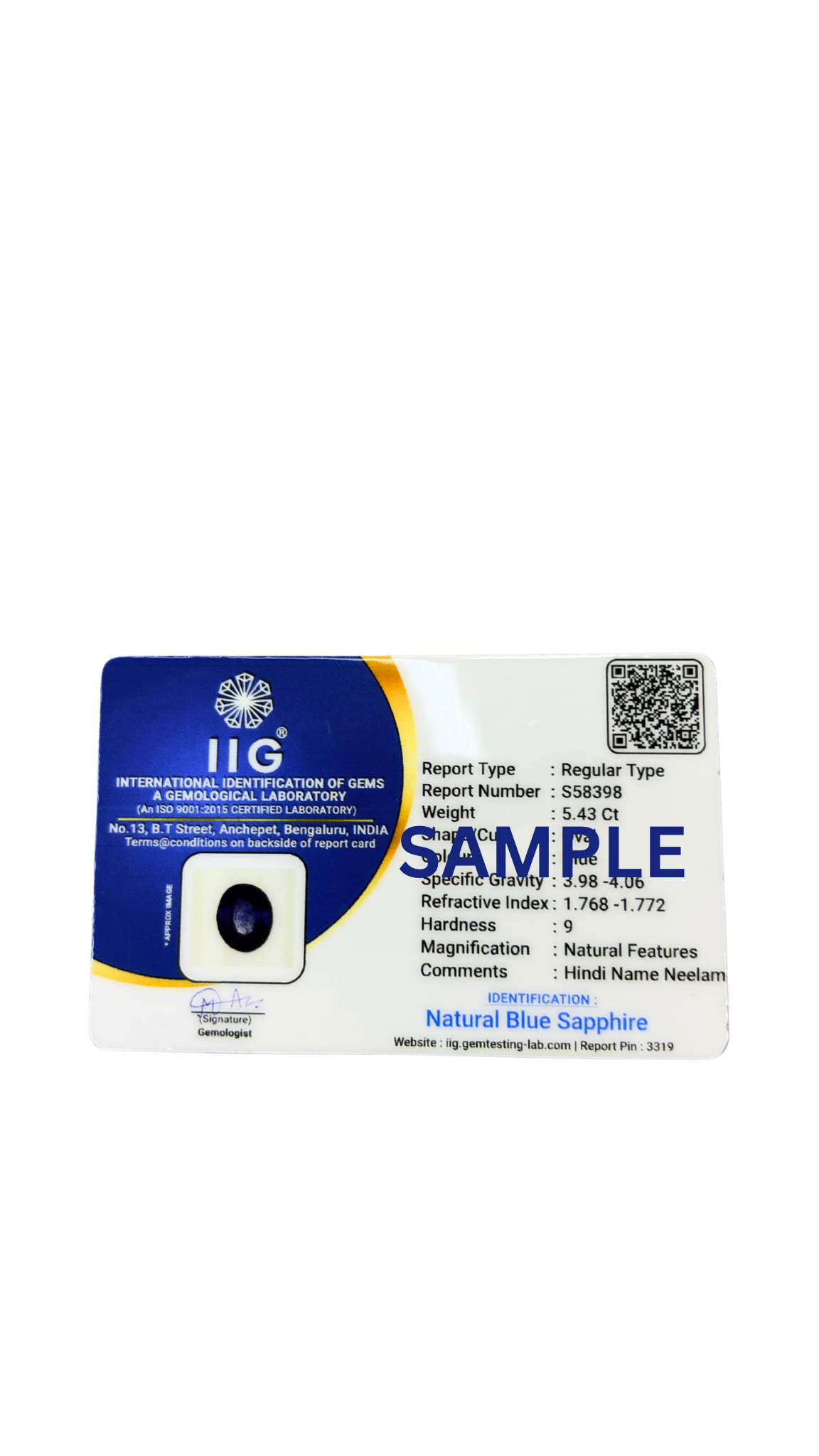 4.38 Carat Certified Natural Blue Sapphire